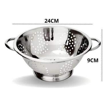 Imagem de 2X Escorredor De Macarrão Massa Aço Inox Utensílios De Cozin