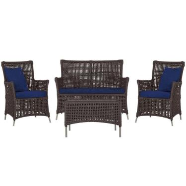 Imagem de Jogo Sofá 2 Poltronas e Mesa Igapó Fendi E10 Trama Original Marrom