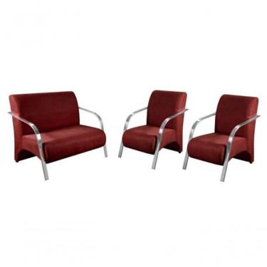 Imagem de Conjunto Poltronas Vênus Braço Alumínio Suede Marrom