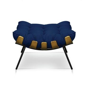 Imagem de Puff Costela Decorativo Sala E Escritório Suede Azul Marinho