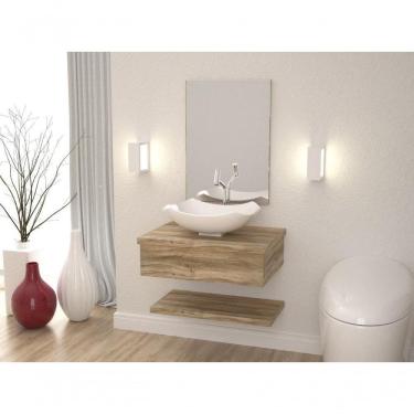 Imagem de Conjunto Bancada C-cuba L42 E Prateleira Metrópole 605 Branco Chess Carvalho