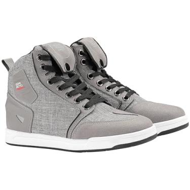 Imagem de KEMIMOTO Sapatos de motocicleta com salto grosso, equipamento de proteção, casual, antiderrapante, para motociclista, botas masculinas, Cinza, 44