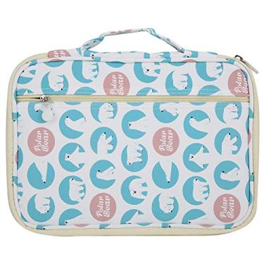 Imagem de QANYEGN Slot para suporte de estojo de lápis, organizador de estojo de lápis, estojo de lápis com padrão de impressão colorida portátil para canetas ou marcadores de aquarela (Urso polar)