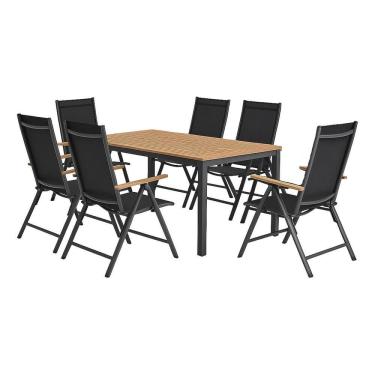 Imagem de Conjunto De Jardim Aluminio Preto 7 Pecas Mesa E 6 Cadeiras