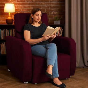 Imagem de Poltrona Do Papai Reclinável Retrátil Suede Bonari Bordo