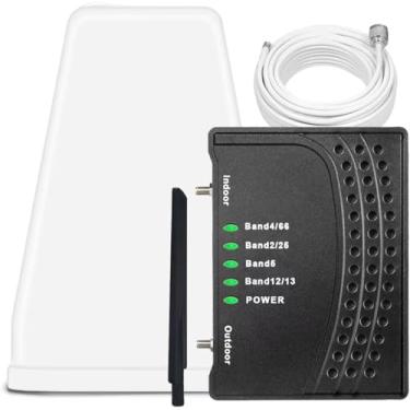 Imagem de Amplificador de celular para casa e escritório, até 2.000 pés quadrados, amplificador de sinal de celular com banda 66/25/2/4/5/12/13/17, Boost 5G 4G dados para todas as operadoras dos EUA Aprovado