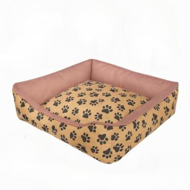 Imagem de Cama para Cachorro com Zíper Lavável - Fibra de Silicone Premium(Marrom Pata,73x73)