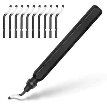Imagem de Tedux Ferramenta de rebarbação, ferramenta de rebarbação, impressão 3D com 10 lâminas de aço de alta velocidade, ferramenta de rebarbação para plástico, metal, cobre, tubos de PVC, resina
