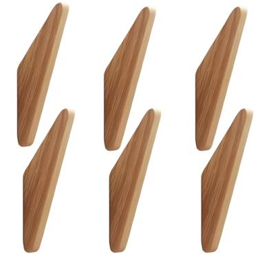 Imagem de LUMINFLY Ganchos de parede de nogueira maciça, conjunto de 6, cabides de madeira natural, armazenamento resistente para bolsas, chapéus e acessórios
