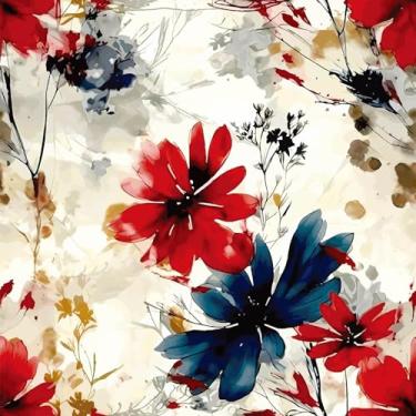 Imagem de Akodm Papel de parede grande floral vermelho vintage removível autoadesivo de contato vinil grosso à prova d'água amigável ao locatário parede com detalhes de flores descoladas para banheiro 45 x 899