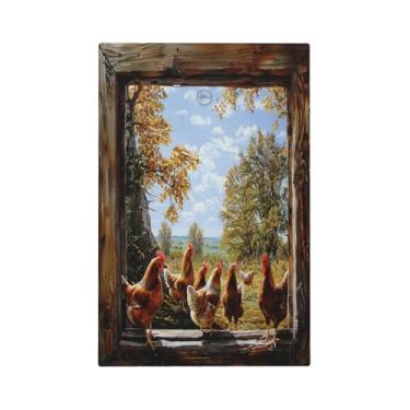 Imagem de SgEdao Capas decorativas para interruptores, placa, janela de madeira, cenário rural, 1 gangue, sem dispositivo, capas de tomada em branco simples, placa de parede, placa de interruptor de luz, placa