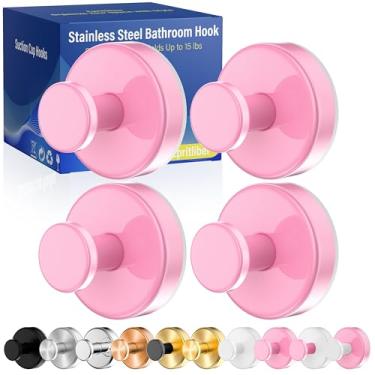Imagem de Ganchos de ventosa para chuveiro, ganchos de toalha removíveis sem broca, ganchos de sucção forte atualizados de 6,8 kg para azulejo de banheiro, parede de chuveiro, porta de vidro, bucha de cozinha