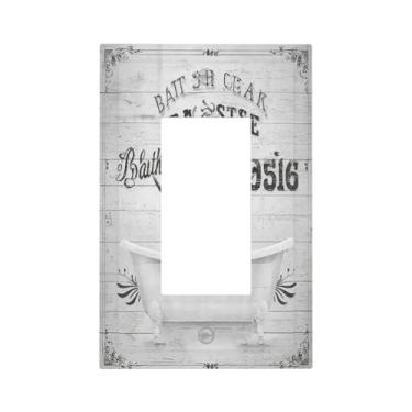 Imagem de Nadoabtm Capas decorativas engraçadas de vaca Highland na banheira, placa de parede, 1 interruptor de luz de balancim único, placa de parede GFCI para decoração de quarto e banheiro