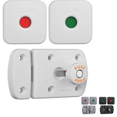 Imagem de Fechadura WC Stam com visor livre/ocupado para banheiro coletivo, ideal para porta de madeira e uso constante