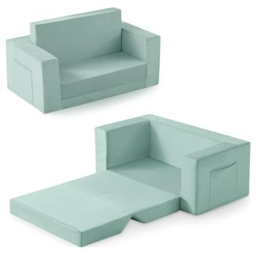 Imagem de Zorvoxz Sofá infantil, cadeira infantil 2 em 1 confortável de 1 a 3 anos, cadeira infantil conversível, sofá infantil que dobra, cadeiras infantis para meninos e meninas, lã coral macia, duplo