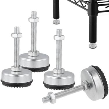 Imagem de LUMINFLY Pés niveladores de móveis ajustáveis com porcas de bloqueio, pacotes de pés niveladores resistentes 4, pernas de parafuso de nivelamento M8, bancada de trabalho e móveis de máquina para, 6 cm