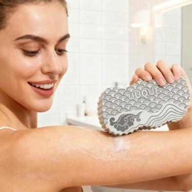 Imagem de Esponja esfoliante mágica de banho, esponja esfoliante 3D super macia reutilizável, removedor de pele morta suave para limpeza do corpo