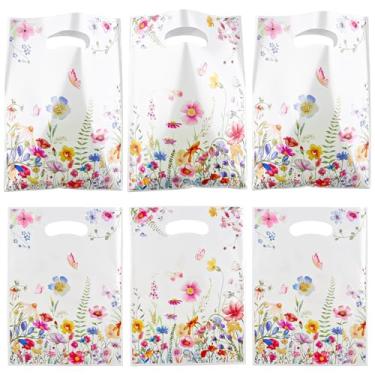 Imagem de 30 peças de sacos de lembrancinha de festa chinesa de borboleta e flor - elegantes sacos de presentes com armazenamento de lanches de doces, sacos de presente estilo pintados à mão para aniversário