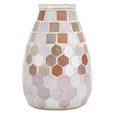 Imagem de Vaso de vidro em mosaico, vaso de flores, suporte de vela, decoração decorativa para casa, quarto, sala de estar, mesa de casamento, vaso de vidro feito à mão, padrão de mosaico,