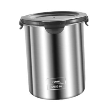 Imagem de DimyFew Recipiente hermético de aço inoxidável para armazenamento de alimentos, pote para café, multiuso, ideal para doces, nozes, pó e especiarias, 900ml