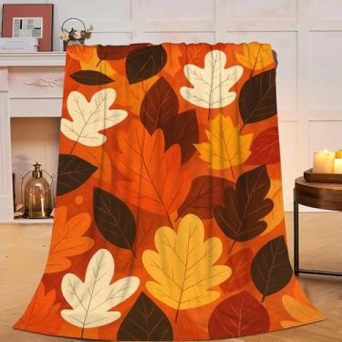 Imagem de Cobertor de outono folhas de bordo cobertor de flanela macia aconchegante lã felpuda pelúcia quente outono roupa de cama presentes de pelúcia para mulheres meninas crianças adultos 102 x 127 cm