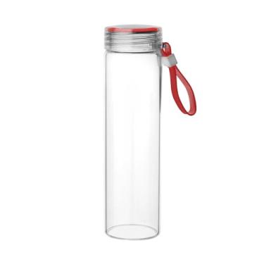 Imagem de Garrafa de Vidro Borossilicato 400ml Pura com Tampa Rosqueável Antivazamento e Alça de Silicone – Elegante, Ecológica e Resistente a Temperaturas (Vermelho)