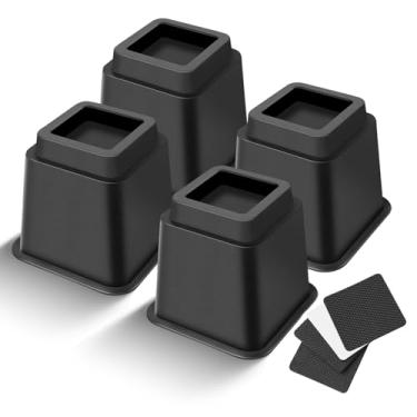 Imagem de MCXYEM Elevador de cama/elevador de cama/elevador de cama/elevador de móveis/elevadores de mesa/elevadores de moldura criar armazenamento sob a cama resistente para ajuste de altura de móveis preto