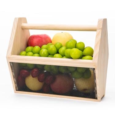 Imagem de Cesta de colheita com malha de metal resistente à ferrugem – Cesta de jardim durável para jardineiros | Perfeita para coletar frutas frescas, vegetais e ervas | Alça resistente, design respirável e