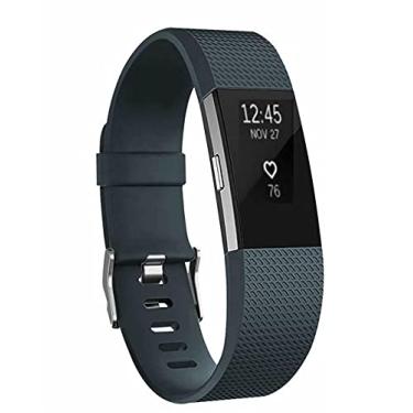 Imagem de PANDA BOBO Pulseiras esportivas compatíveis com Fitbit Charge 2, pulseiras clássicas ajustáveis (ardósia, pequena)