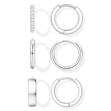 Imagem de YADOCA Brincos pequenos de argola de ouro para mulheres, na moda, pinos de prata esterlina, hipoalergênicos, dourados, prateados, brincos de cartilagem, brincos de argola de zircônia cúbica, conjuntos