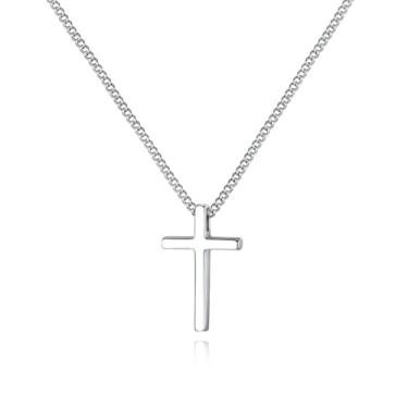 Imagem de Myfresty S925 Colar de cruz de prata para mulheres – Colar de cruz delicada para mulheres, pequeno à prova d'água, moderno, fofo, corrente cruzada, Páscoa, batismo, religiosa, presentes de fé