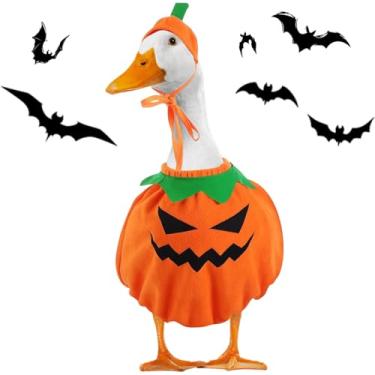 Imagem de Fantasia de ganso de abóbora de Halloween incluindo chapéu engraçado de outono para festa de jardim de ganso de 58 cm, decoração de pato ao ar livre, pátio, gramado, arte, quintal, pato