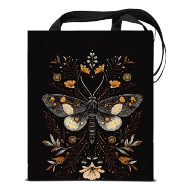 Imagem de KSFFWQIN Bolsa de ombro feminina com estampa de borboleta escura Academia para compras, trabalho, praia, viagens