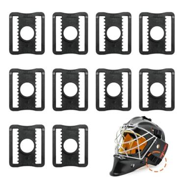 Imagem de GY Clipes deslizantes de máscara de goleiro de hóquei, pacote com 10 – 3 x 2,6 cm (1,18 x 1,02 polegadas) – Fivelas de substituição de capacete de plástico durável (PC) para capacetes de goleiro de