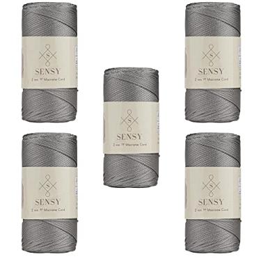 Imagem de 5 novelos da Sensy Premium 2 mm 251 jardas corda de poliéster 100% fio de polipropileno cordão de macramê 2 mm cordão de crochê corda de macramê fio de crochê presente para tricô (cinza)