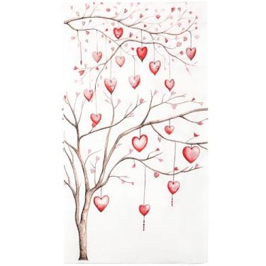 Imagem de Guardanapos de papel de coração de árvore dos namorados 100 peças descartável dia dos namorados festa jantar guardanapo vermelho rosa coração banheiro toalha de mão para casamento, chá de panela