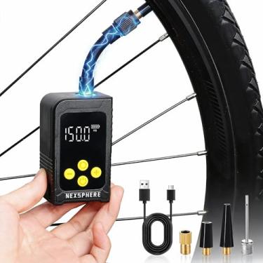 Imagem de NexSphere Bomba de pneu de bicicleta, compressor de ar portátil de 150 PSI, inflador digital de pneu com visor LCD, carregamento rápido tipo C, desligamento automático, para carro, motocicleta,