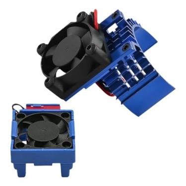 Imagem de KiBcsLic Conjunto de ventoinha de resfriamento para ESC e ventoinha do motor para carro RC 1/10. Peças para carro RC, acessório fácil de instalar, dissipador, Azul