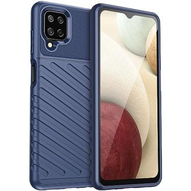 Imagem de Capa para Samsung Galaxy A12 Nacho. Fibra de carbono refinada, anti-queda, anti-impressões digitais, proteção integral. A capa do telemóvel é compatível com Samsung Galaxy A12 Nacho