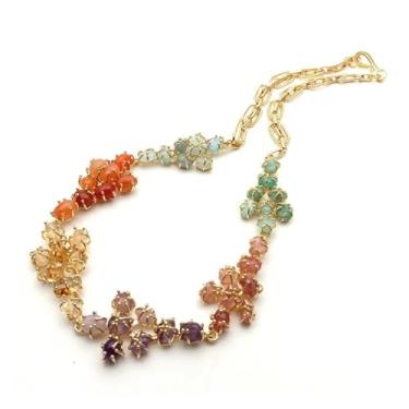 Imagem de OROAOBOMT Colar de ametista de citrino água-marinha 24 x 45 mm, várias cores, joia feminina