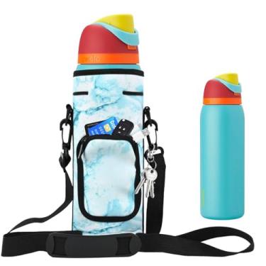 Imagem de NUENSS-ROR Bolsa de transporte para garrafa de água Owala FreeSip de aço inoxidável isolada, 473 ml, 680 g, 947 g, 1,134 g, suporte para bolsa de garrafa de água, alça de ombro ajustável e bolso