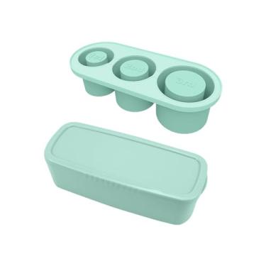Imagem de Bandeja de Cubos Gelo para Copo Tumbler Moldes Silicone com Tampa Liberação Fácil Bandejas Grandes Reutilizáveis Freezer Antiaderente Design Cilindro Oco Grau Alimentar Ajuste Firme Compatível Tumbler