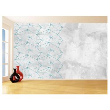 Imagem de Papel De Parede Concreto Linhas Azul Turquesa 3,5M Kkt311 - Você Decor