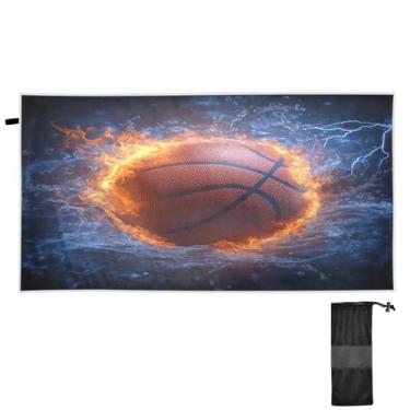 Imagem de Blueangle Toalha de praia de fogo de água de basquete - Toalhas de viagem compactas e leves - Toalha de secagem rápida super absorvente para natação, acampamento e férias (353)