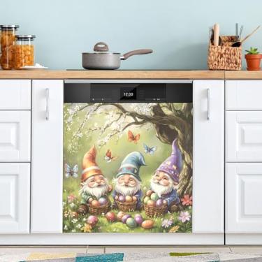 Imagem de ATTX Capa de ímã de lava-louças de gnomo fofo de Páscoa, 58,4 cm C x 66 cm A, decoração da capa da máquina de lavar louça, decalques de armário doméstico e eletrodomésticos adesivos #181