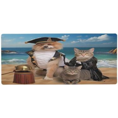 Imagem de xigua Mouse pad grande engraçado Capitão Gato, tapete de mesa antiderrapante 80 x 30 cm, base de borracha de 3 mm de espessura, protetor de mesa para laptop, mesa de trabalho, escritório e casa