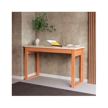 Imagem de Mesa de Escritório 1 Gaveta em MDF 118x53x75cm Dalla Costa Off White Freijó