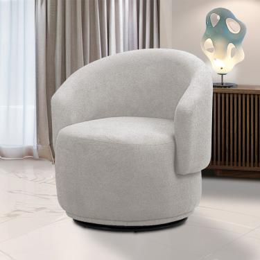 Imagem de Poltrona Decorativa Orgânica Giratória Névoa Bouclê E03 - D'rossi Cor Cinza Claro
