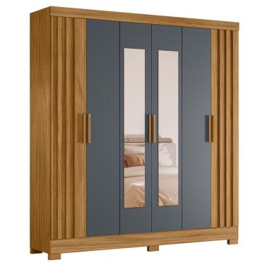 Imagem de Guarda Roupa Casal Espelho 6 Portas 195 Cm Valenca Freijo Cinza Moval