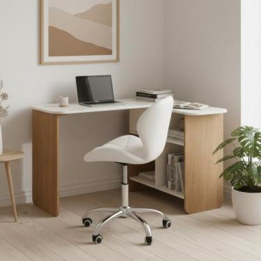 Imagem de Conjunto Mesa Nomad com Cadeira Escritório Vegas Base Giratória Estofa